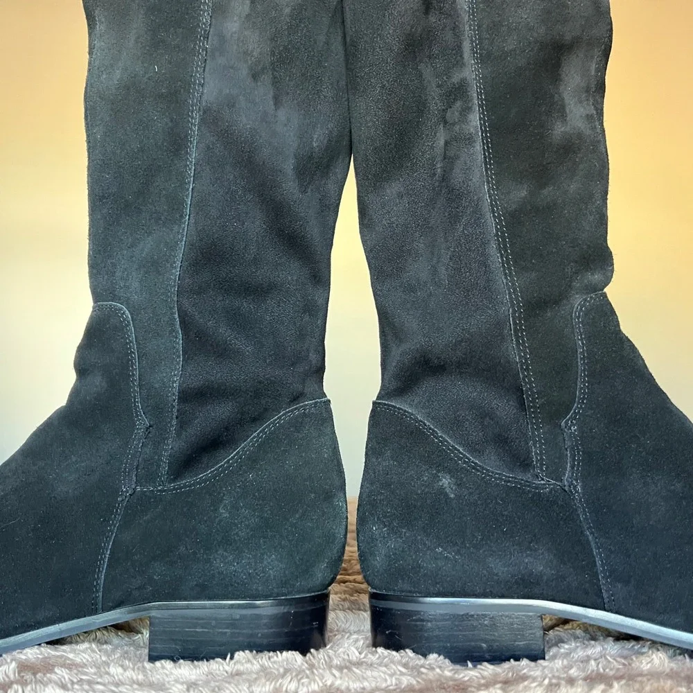 Karl Lagerfeld Paris Skylar Women 14 M Black Suede Knee‎ High Boots Minimalist